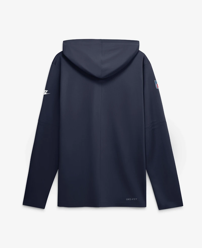 Nike Men's Navy New York Giants Sideline Dri-fit Long Sleeve Hooded T-Shirt