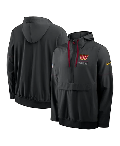 Nike Men's Black Washington Commanders Sideline Anorak Half-Zip Hooded Jacket