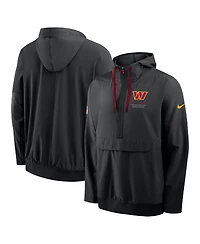 Nike Men's Black Washington Commanders Sideline Anorak Half-Zip Hooded Jacket
