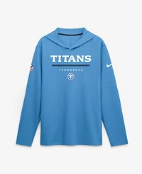 Nike Men's Light Blue Tennessee Titans Sideline Lightweight Long Sleeve Hooded Dri-fit T-Shirt