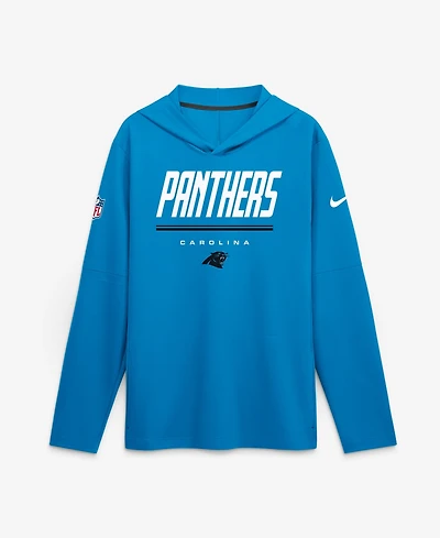 Nike Men's Blue Carolina Panthers Sideline Lightweight Long Sleeve Hooded Dri-fit T-Shirt