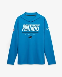 Nike Men's Blue Carolina Panthers Sideline Lightweight Long Sleeve Hooded Dri-fit T-Shirt
