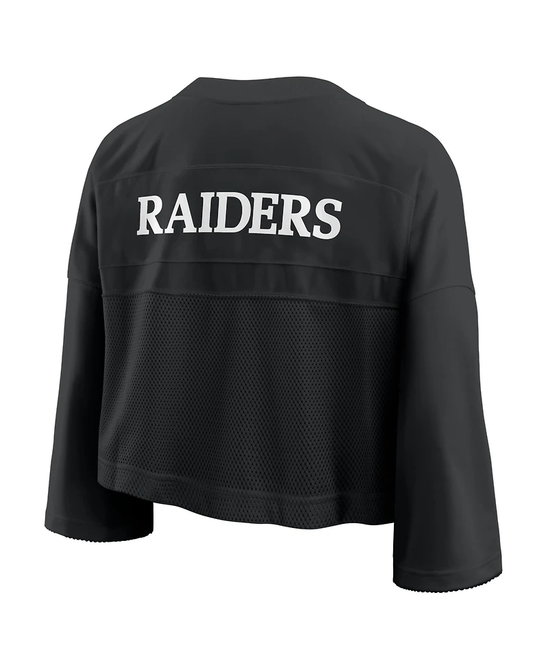 Nike Women's Black Las Vegas Raiders Rewind Cropped Mesh Dri-fit Fashion Jersey