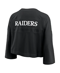 Nike Women's Black Las Vegas Raiders Rewind Cropped Mesh Dri-fit Fashion Jersey