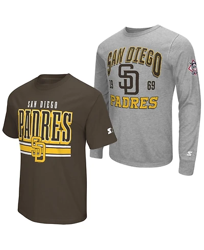 Starter Men's 2-pack Heather Gray/Brown San Diego Padres Long Sleeve Short T-Shirt