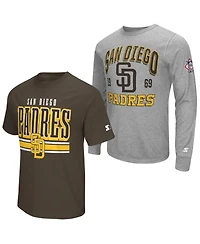 Starter Men's 2-pack Heather Gray/Brown San Diego Padres Long Sleeve Short T-Shirt