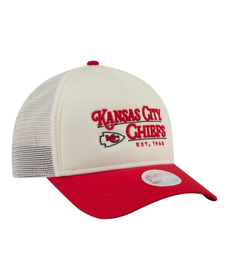 New Era Women's Cream/Red Kansas City Chiefs Retro A-Frame 9FORTY Adjustable Hat