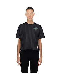 New Era Women's Black Tampa Bay Rays City Connect Throwback Meshback Pinstripe Boxy T-Shirt