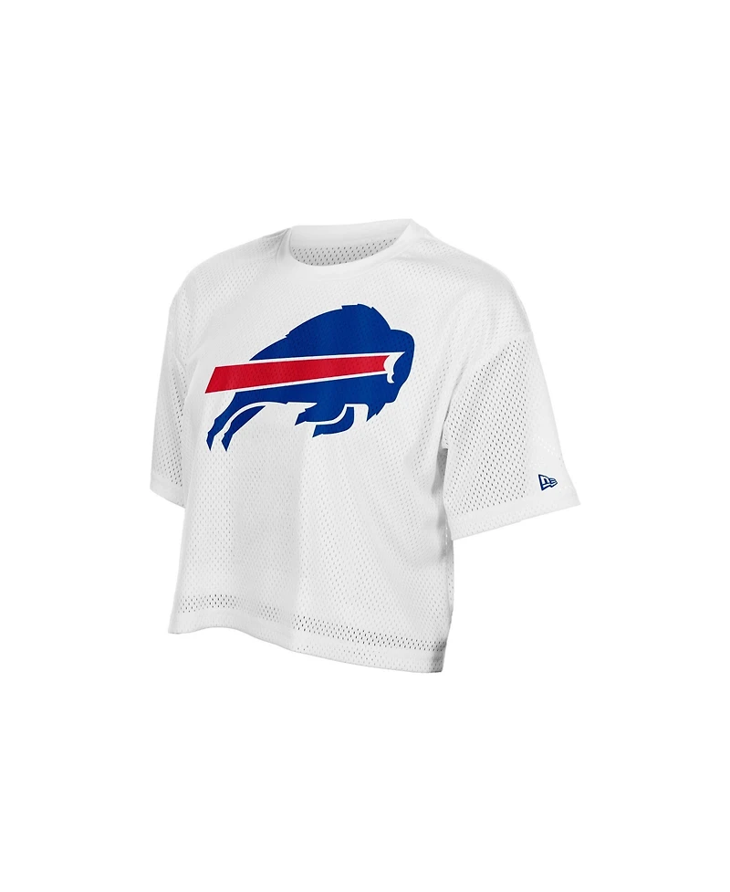 New Era Women's White Buffalo Bills Summer Mesh Cropped Boxy T-Shirt