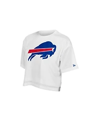 New Era Women's White Buffalo Bills Summer Mesh Cropped Boxy T-Shirt
