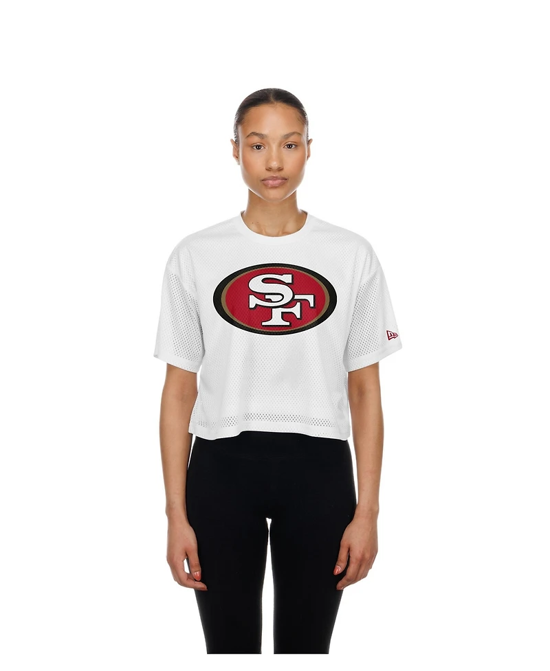 New Era Women's White San Francisco 49ers Summer Mesh Cropped Boxy T-Shirt