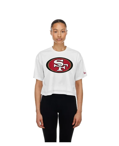 New Era Women's White San Francisco 49ers Summer Mesh Cropped Boxy T-Shirt