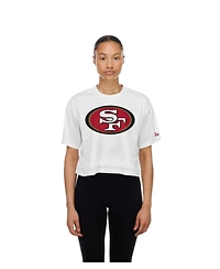 New Era Women's White San Francisco 49ers Summer Mesh Cropped Boxy T-Shirt