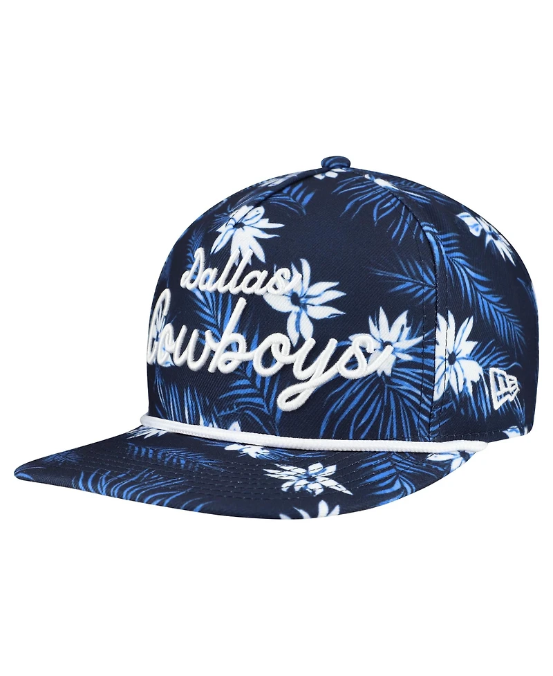 New Era Men's Navy Dallas Cowboys Palm Print A-Frame 9FIFTY Snapback Hat