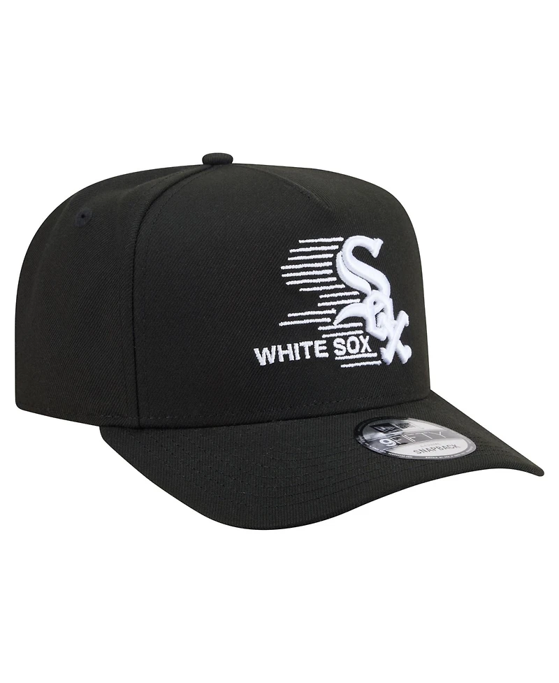 New Era Men's Black Chicago White Sox Motion A-Frame 9FIFTY Snapback Hat