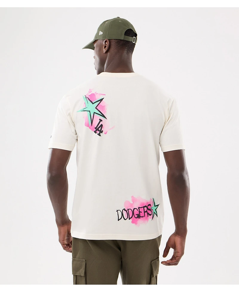 New Era Men's Cream Los Angeles Dodgers Lifestyle Punk Core T-Shirt