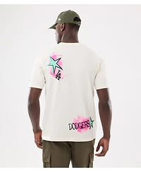 New Era Men's Cream Los Angeles Dodgers Lifestyle Punk Core T-Shirt