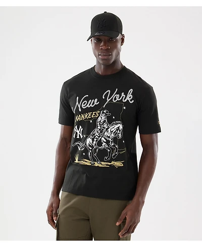 New Era Men's Black York Yankees Injection Lifestyle Urban Ranchwear T-Shirt