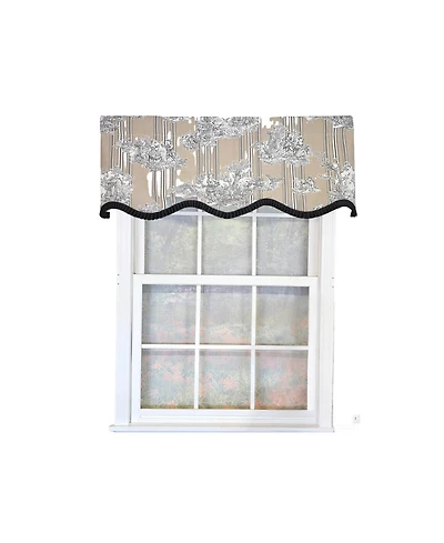 Rlf Home Caceres Stripe Trimmed Cornice Window Valance 100% Cotton Lined Rod Pocket