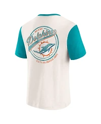 Darius Rucker Collection by Fanatics Men's Cream Miami Dolphins Henley Color Block Slub Pocket T-Shirt