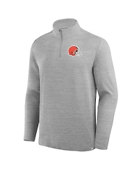 Fanatics Men's Heather Gray Cleveland Browns Clutch Quarter-Zip Pullover Sweatshirt