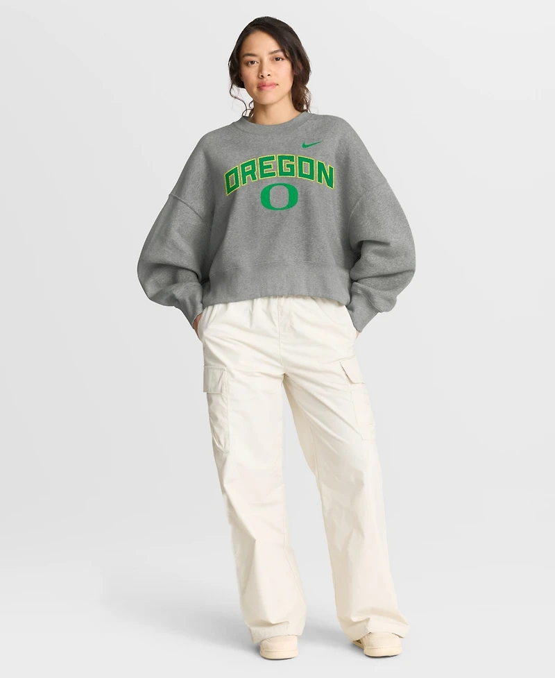 Nike Women's Heather Gray Oregon Ducks Oversized Phoenix Arch Pullover Sweatshirt