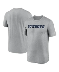 Nike Men's Heather Gray Dallas Cowboys Primetime Legend Wordmark Dri-fit T-Shirt