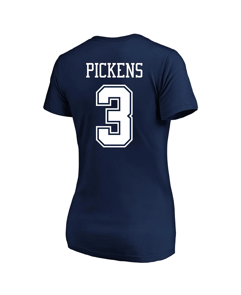 Fanatics Women's George Pickens Navy Dallas Cowboys Plus Name Number V-Neck T-Shirt