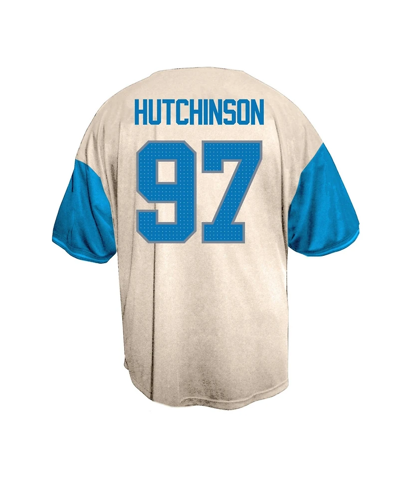 Fanatics Men's Aidan Hutchinson Cream Detroit Lions Big Tall Baseball Button-Up Shirt