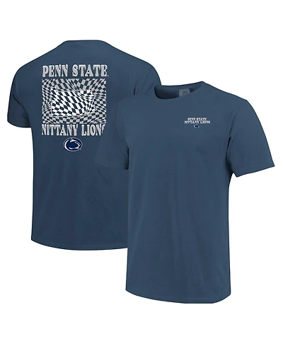 Image One Women's Navy Penn State Nittany Lions Comfort Colors Checkered Mascot T-Shirt