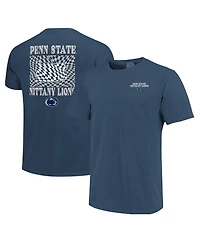 Image One Women's Navy Penn State Nittany Lions Comfort Colors Checkered Mascot T-Shirt
