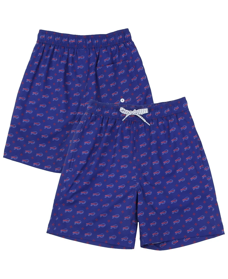 Wes & Willy Big Boys and Girls Royal Buffalo Bills Fleur Swim Trunks