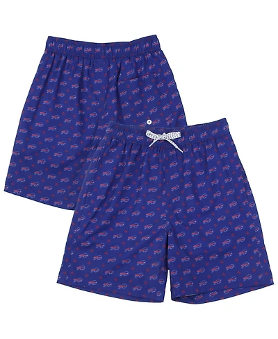 Wes & Willy Big Boys and Girls Royal Buffalo Bills Fleur Swim Trunks