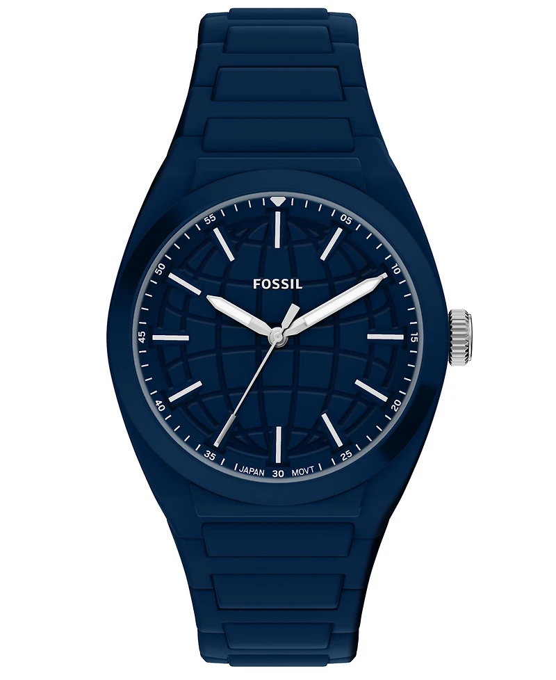 Fossil Men's Everett Three-Hand Navy Silicone Watch 42mm
