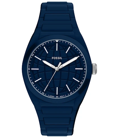 Fossil Men's Everett Three-Hand Navy Silicone Watch 42mm