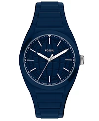 Fossil Men's Everett Three-Hand Navy Silicone Watch 42mm