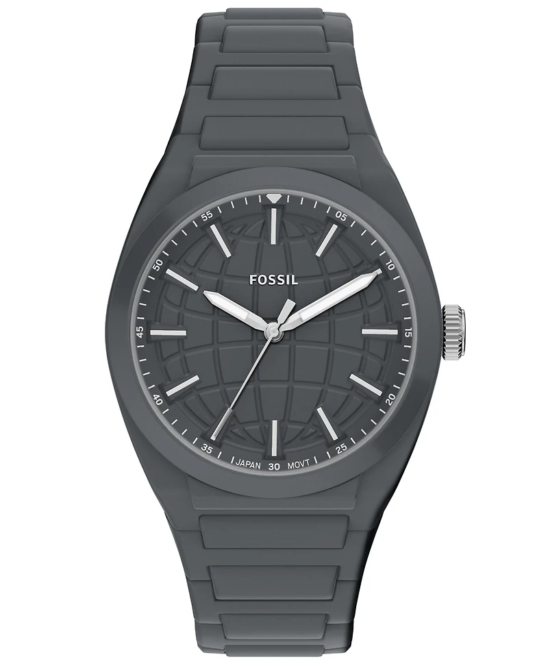 Fossil Men's Everett Three-Hand Silicone Watch 42mm