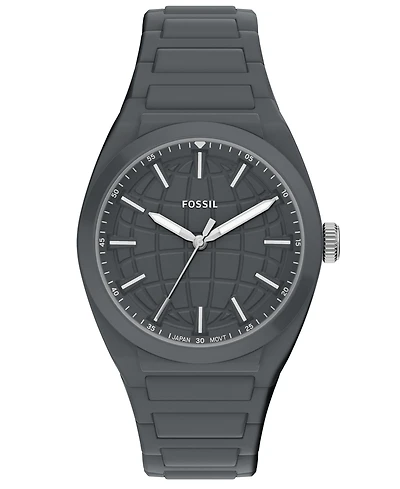 Fossil Men's Everett Three-Hand Silicone Watch 42mm