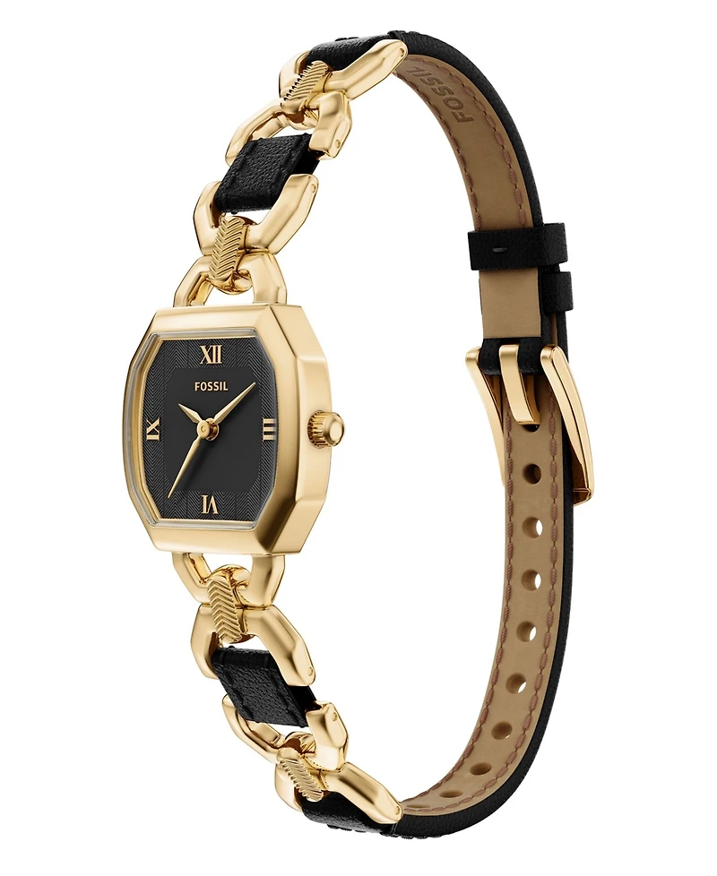 Fossil Women's Harlow Three-Hand Leather and Gold-Tone Stainless Steel Watch 22mm