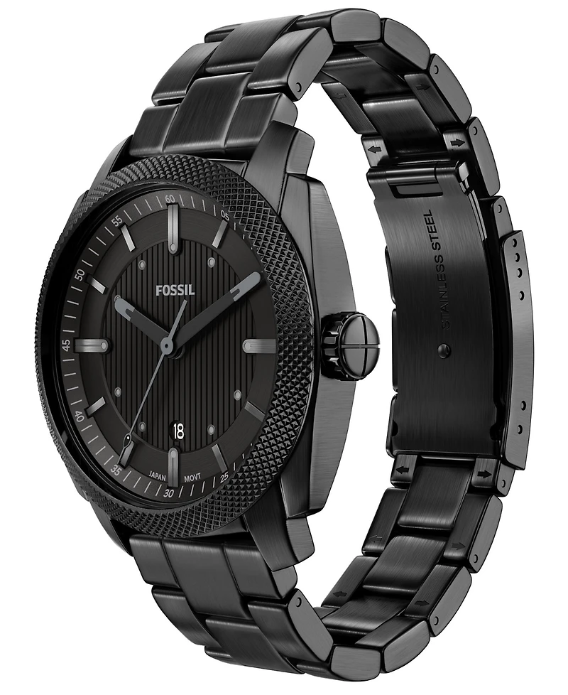 Fossil Men's Machine Three-Hand Date Black Stainless Steel Watch 41mm