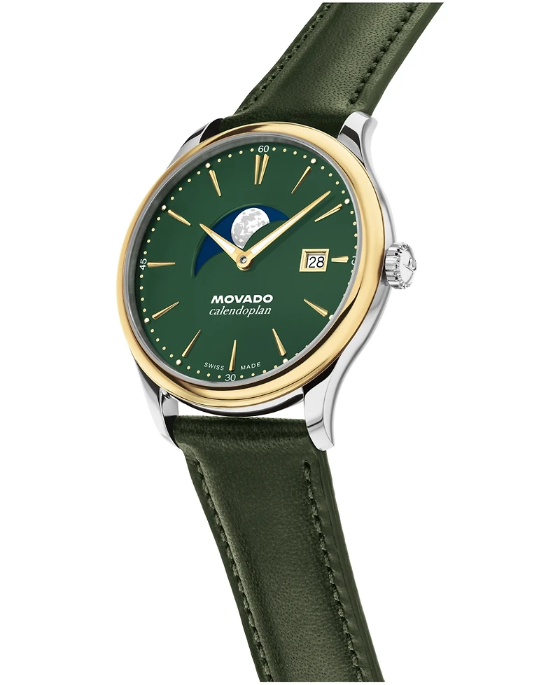 Movado Men's Calendoplan Swiss Quartz Green Leather Watch 37mm