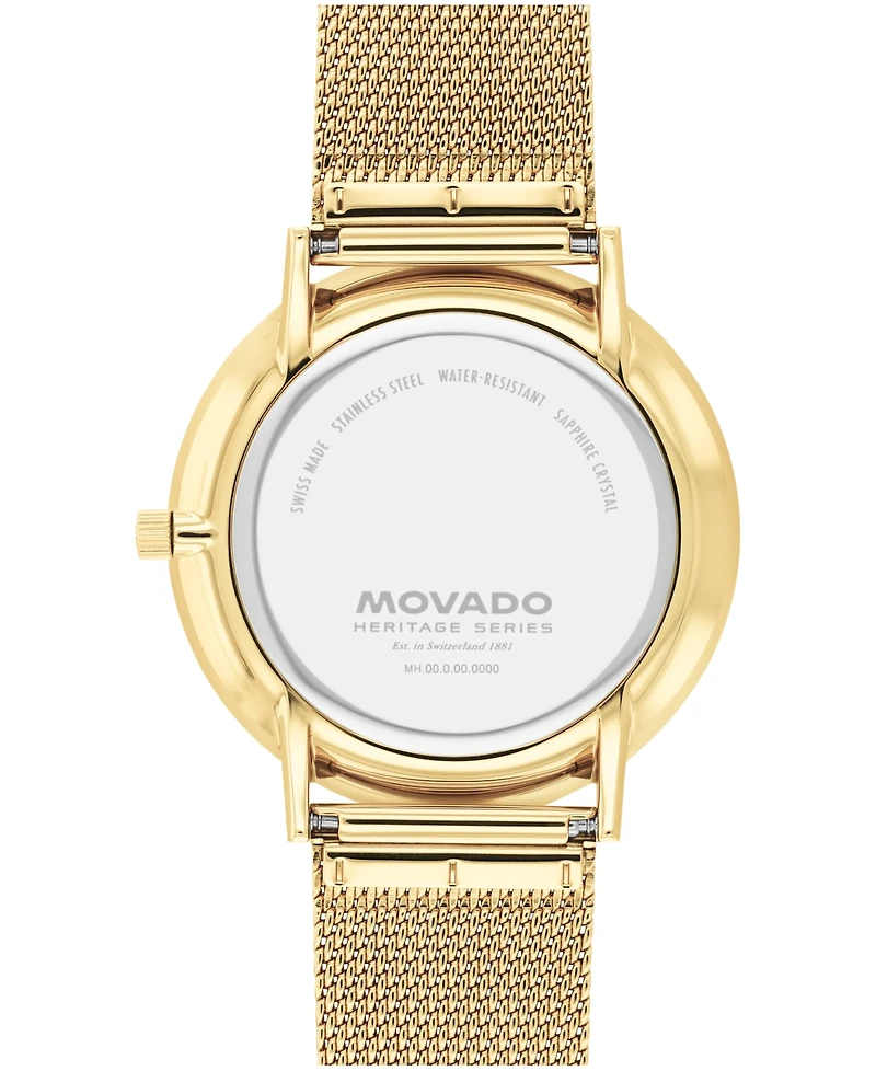 Movado Men's Silhouette Swiss Quartz Ionic Plated Light Yellow Gold Steel Watch 40mm