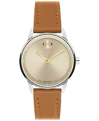 Movado Women's Bold Echo Swiss Quartz Cognac Leather Watch 30mm