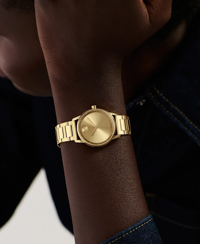 Movado Women's Bold Echo Swiss Quartz Ionic Plated Light Yellow Gold Steel Watch 30mm