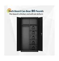 gaomon 72inches Heavy Duty Steel Wardrobe Cabinet with Lock, Metal Garage Storage Cabinets with Adjustable Shelves and Hanging Rod