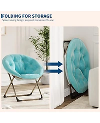 gaomon Saucer Chair, Comfy Chair Faux Fur Lounge Moon Chair with Folding Metal Frame, Oversized Plush Foldable Flower Accent Seat for Adults, Teens