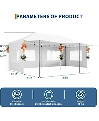 gaomon Heavy Duty Pop Up Party Tent with 5 Removable Sidewalls Pe Windows, 420d Oxford Fabric Commercial-Grade Outdoor Event Shelter for Weddings
