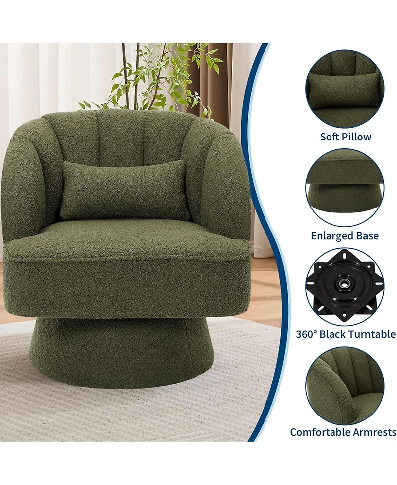 gaomon Mid Century 360° Swivel Barrel Chair, Teddy Upholstered Chair