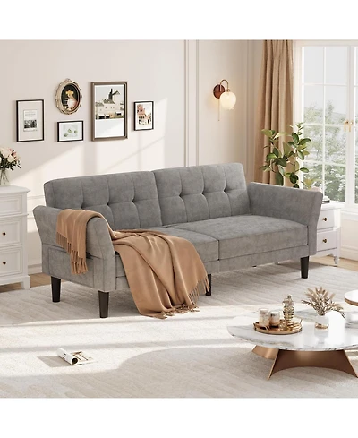 gaomon 89 Inches Convertible Sofa Bed, Modern Chenille Sleeper Sofa with Adjustable Backrest and Armrest, Deep Seat Futon Couch