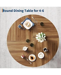 gaomon Round Dining Table for 4-6, Wood Kitchen Table with Sturdy Base, Farmhouse